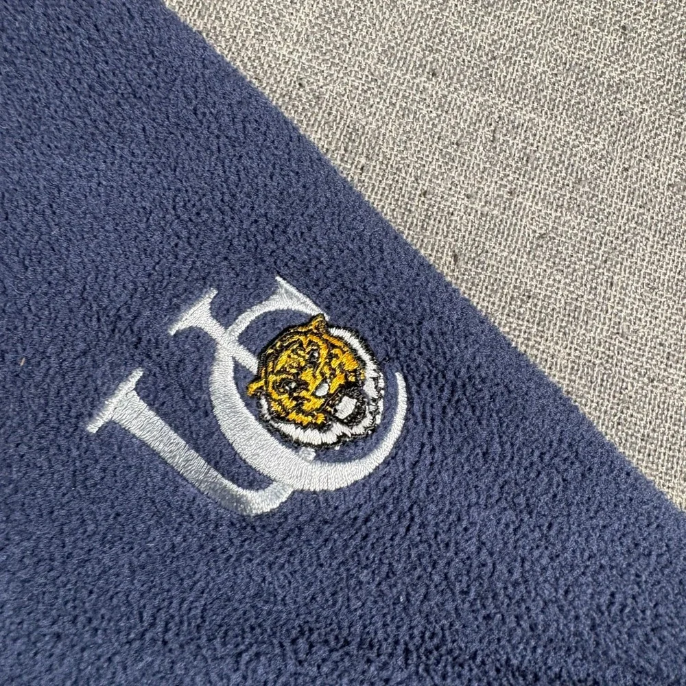 Peter Millar Fleece Pullover Mens Large Navy Quarter Zip Tiger Logo MF19EZ38